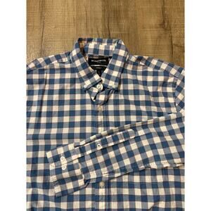 Mens Bonobos Dress Plaid Button Down Shirt Medium Stretch Fit Cotton Blend